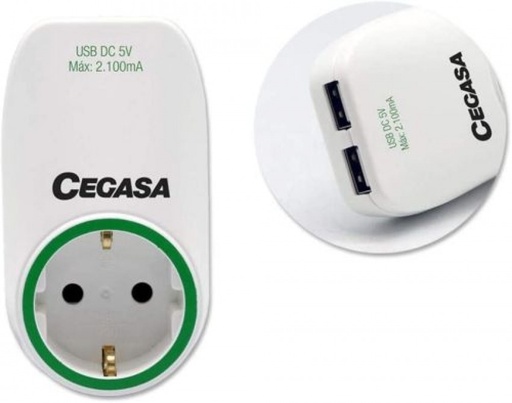 ADAPTADOR CEGASA SCHUKO +2 USB