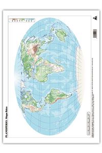 Paq/50 mapas planisferio fisico a3 mudos