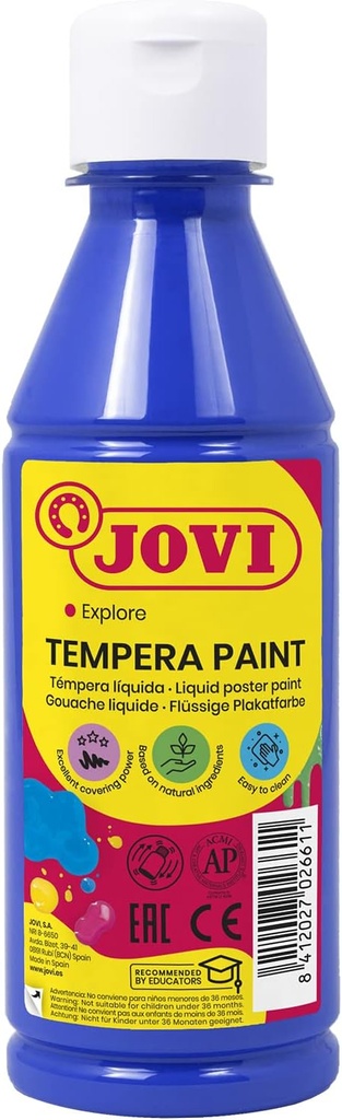 BOTE TEMPERA LIQUIDA JOVI 250ML AZUL ULTAMAR