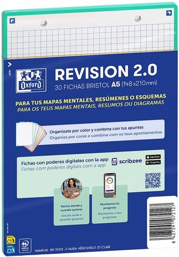 [400198780] PAQUETE FLASHCARDS 2.0 OXFORD A5 2T 30F CUAD.5X5 ICE MINT