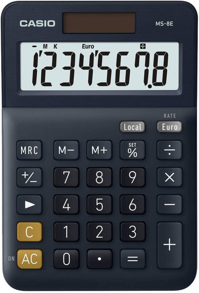Calculadora sobremesa ms-8e 8 digitos solar/pilas azul