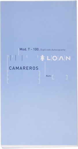 [T-100] PAQ/10 TALONARIOS DE CAMAREROS 10,5X21CM DUPLICADO AUT T100