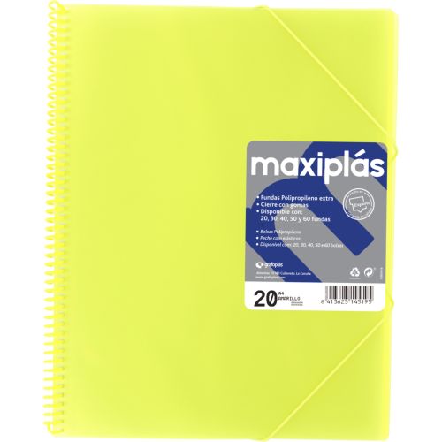 CARPETAS A4 30 FUNDAS A4 ESPIRAL MAXIPLAS AMARILLO