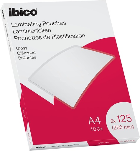[627318] Pack 100 fundas plastificar a4 125 micras brillo ibico