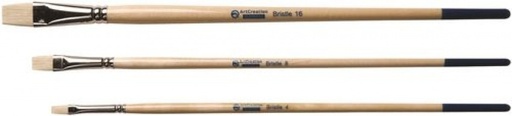 Set 3 pinceles cerda plano mango largo art creation