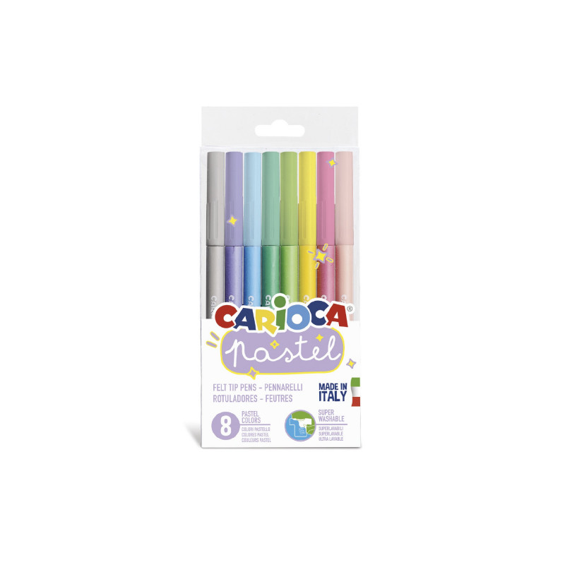 CAJA 8 ROTULADORES CARIOCA PASTEL SUPERLAVABLES