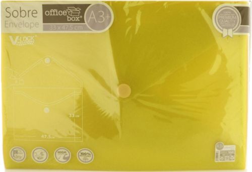 PAQ/10 CARPETA SOBRE A3+ V-LOCK 330X475 VELCRO AMARILLO