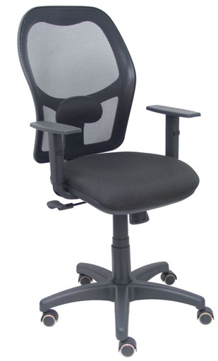 [345SM840B840B10CRP] SILLA ALOCEN MALLA NEGRA ASIENTO BALI NEGRO BRAZOS REGUL.