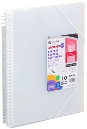 [53024002] CARPETA 40 FUNDAS A4 ESPIRAL ARCHIVEX STAR TRANSPARENTE