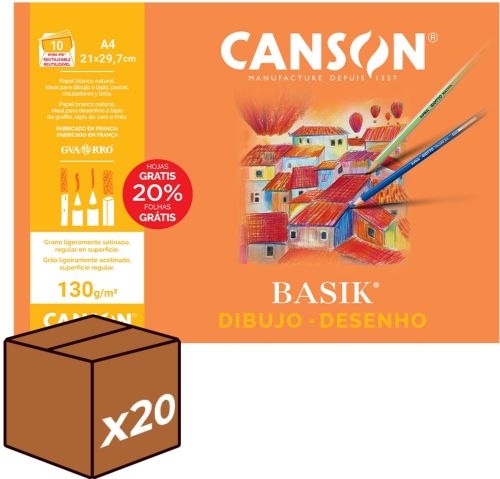 (pack 20u.) Minipacks 8+2 láminas dibujo basik a4 130g liso