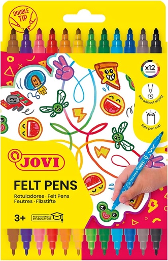 [1512] ESTUCHE 12 ROTULADORES JOVI PUNTA DOBLE FINA/GRUESA