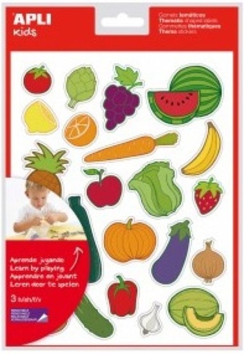 BOLSA 3 HOJAS GOMETS TEMATICOS FRUTAS Y VERDURAS