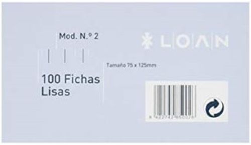 [F-2 (LISA)] PAQ/100 FICHAS LISAS Nº 2 7,5X12,5CM LOAN