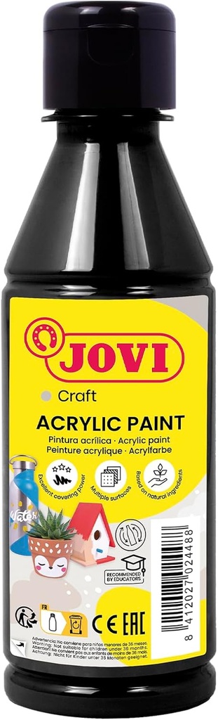 BOTE PINTURA JOVIDECOR ACRYL NEGRO 250ML