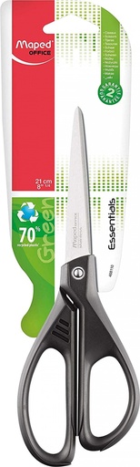 TIJERA OFICINA 21CM ASIMETRICA ESSENTIALS GREEN MAPED