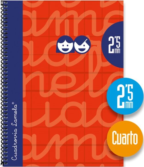 CUADERNO ESPIRAL 4º 80H 70G 2,5MM ROJO CUADROVIA EXTRA DURA