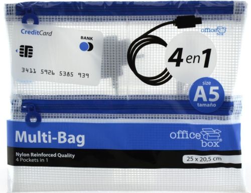 BOLSA MULTIUSOS 25X20,5CM A5 4 BOLSILLOS CREMALLER