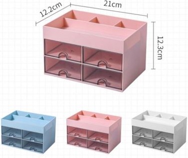 ORGANIZADOR SOBREMESA HORIZONTAL 4 CAJONES 3 COLORES SURTIDOS