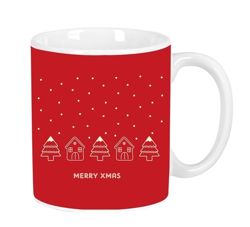 TAZA GRANDE CASITAS MERRY XMAS 8x9,5x8cm