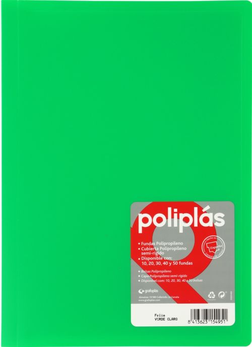 CARPETA Fº 50 FUNDAS SOLDADAS OPACAS VERDE CLARO POLIPLAS