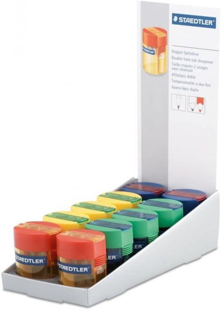C/10 AFILALAPICES DOBLE PLASTICO CON DEPOSITO COLORES