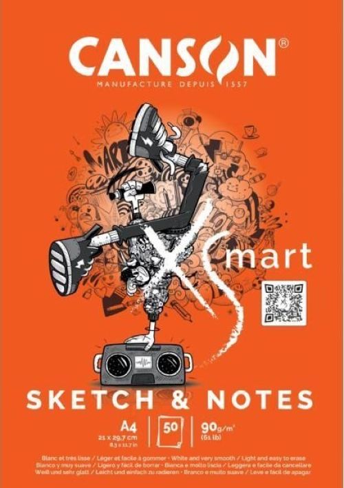 Bloc encolado a4 50h canson xsmart sketech &amp;notes 90g