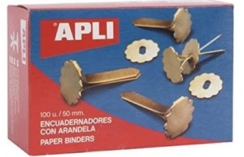 C/100 ENCUADERNADORES METALICOS 50MM CON ARANDELA APLI