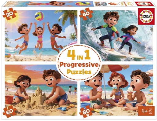 PUZZLE MULTI 4 A LA PLAYA 20 40 60 80 PIEZAS