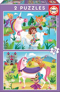 UNICORNIOS Y HADAS PUZZLE 2X20 PIEZAS
