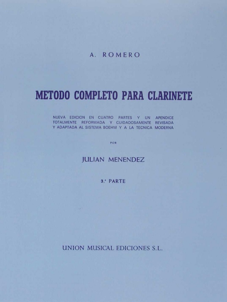 METODO COMPLETO PARA CLARINETE 3ºº PARTE JULIAN MENENDEZ