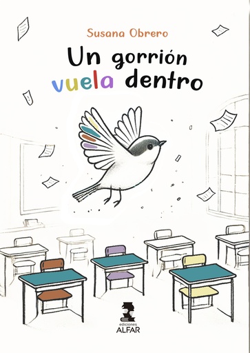 Un gorrión vuela dentro
