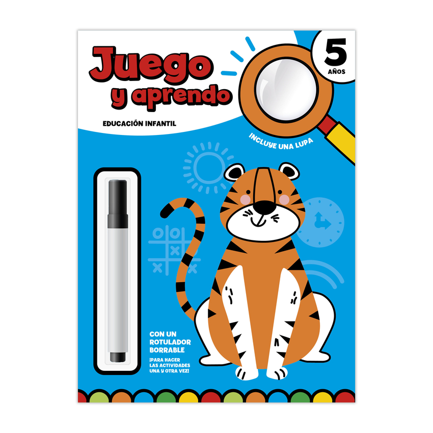 JUEGO Y APRENDO 5 AÑOS - CON LUPA Y ROTULADOR BORRABLE