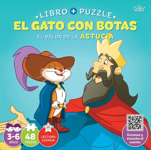 Gato con botas.(valor astucia).libro-puzzle 48 piezas