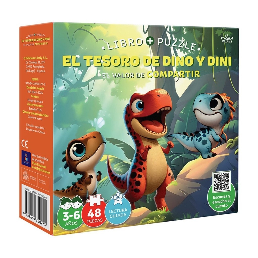 Tesoro de dino y dini.(valor compartir).libro-puzzle 48 piezas