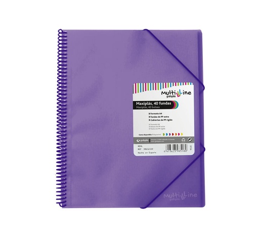 [39834335] CARP. GRAFOPLAS 40 FUNDAS MAXIPLAS C/ESPIRAL LILA