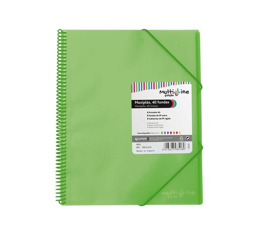 [39834320] CARP. GRAFOPLAS 40 FUNDAS MAXIPLAS C/ESPIRAL VERDE