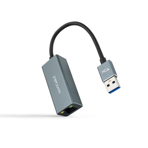 [10.03.0405] Conversor USB 3.0 a Ethernet Gigabit 10/100/1000 Mbps, Aluminio, Gris, 15 cm