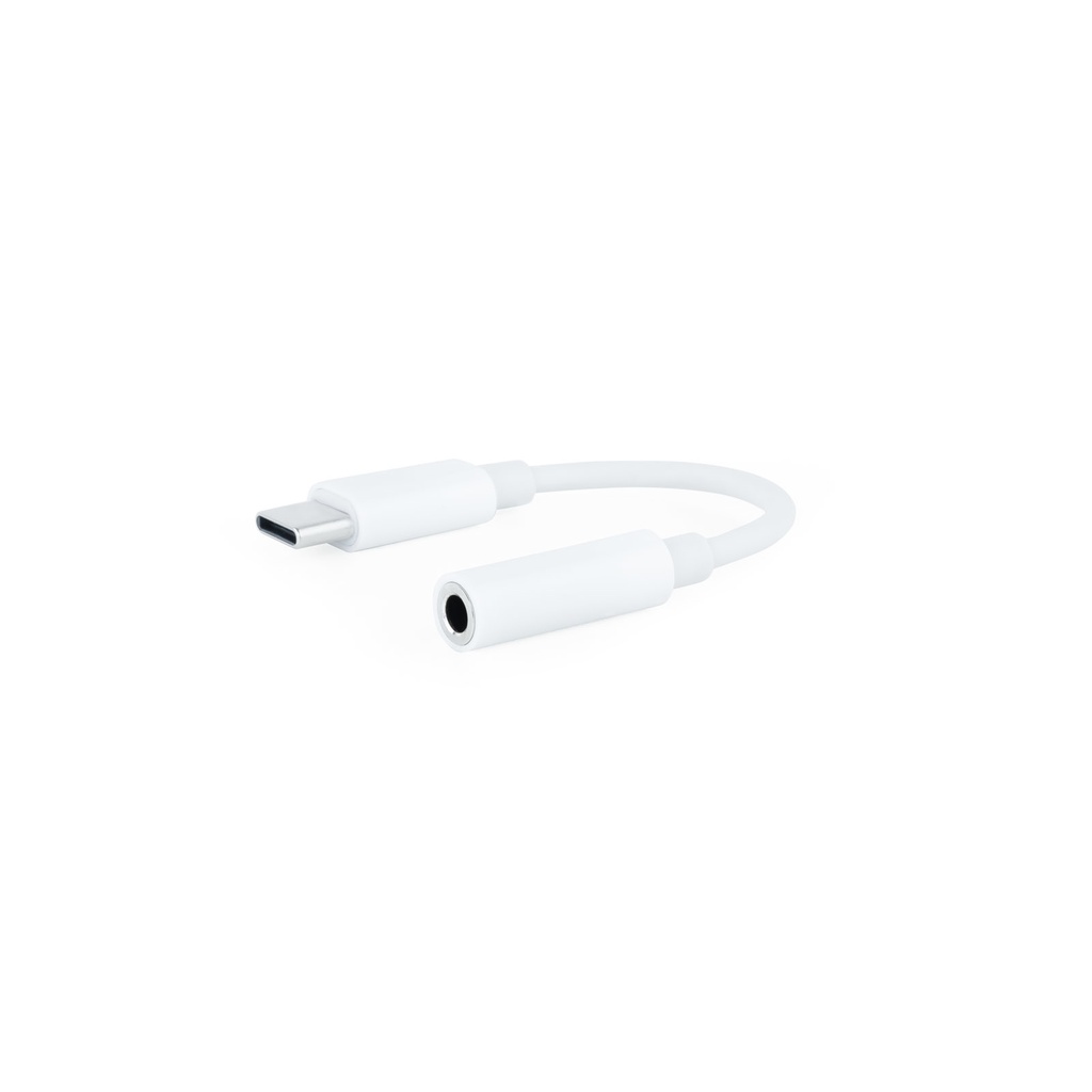 Cable Adaptador Audio USB-C/M a Jack 3.5/H, 11 cm, Blanco