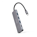 Hub USB-C a 3xUSB3.0/H + 1xUSB-C/H Aluminio 10 cm, Gris