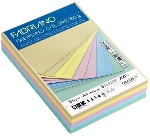 [S323A452] CARTULINA A4 FABR. 185g P/250 COL.PASTEL