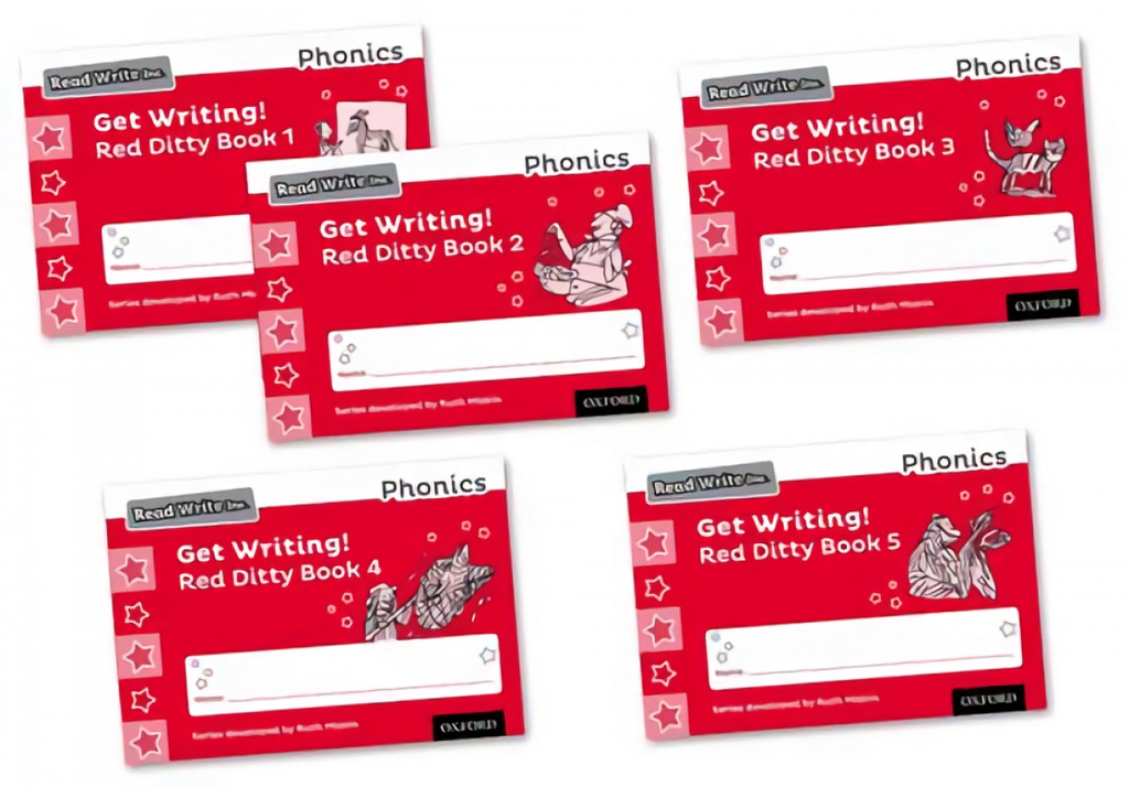 READ WRITE INC PHONICS GET WRITING! RED DITTY BOOKS 1-5 MIXED