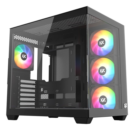 [X-CS-TESSERACTX-B] TESSERACT X, TORRE GAMING,DUAL CHAMBER, 7x VENTILADORES, CRISTAL,BTF, TYPO C, ATX, NEGRA