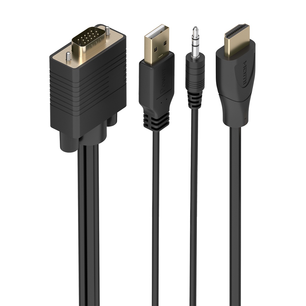 Cable Conversor HDMI a SVGA+Audio, HDMI A/M-SVGA/M+Jack 3.5/M+USB-A/M, Negro, 1.0m
