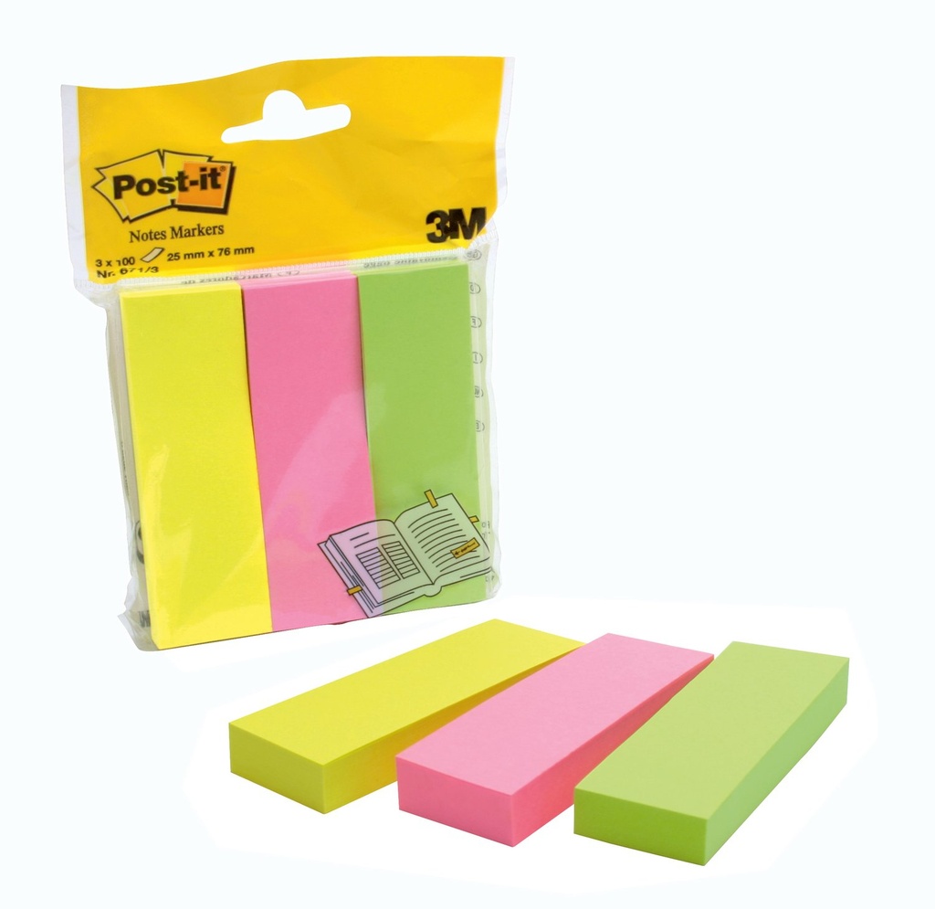 NOTAS ADHEDIVAS POST-IT 3U. NEON 34912