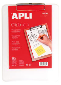 CARPETA A4 CON PINZA SUPERIOR PLASTICO TRANSPARENTE