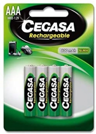 PILA CEGASA RECARGABLE HR03 800 MAH 1 2V BL.4 UDS