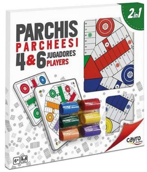 TABLERO PARCHIS MADERA 4 Y 6 JUGADORES CON ACCESORIOS