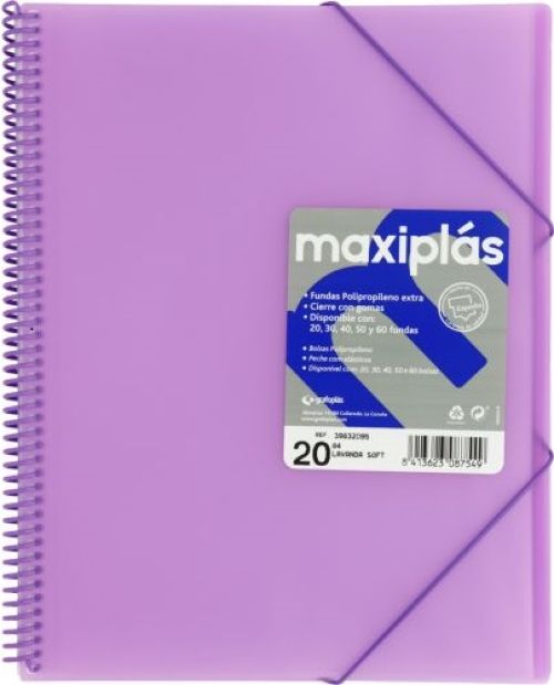 CARPETAS A4 50 FUNDAS A4 ESPIRAL MAXIPLAS LAVANDA SOFT