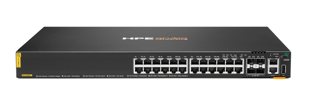 Aruba Networking CX 6200F 24G Class-4 PoE 4SFP+ 370W Switch
