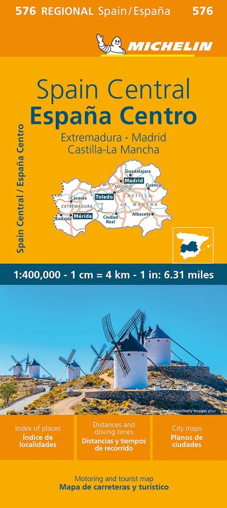 MAPA REGIONAL ESPAÑA CENTRO 576. EXTREMADURA, MADRID, CASTILLA-LA MANCHA 11576